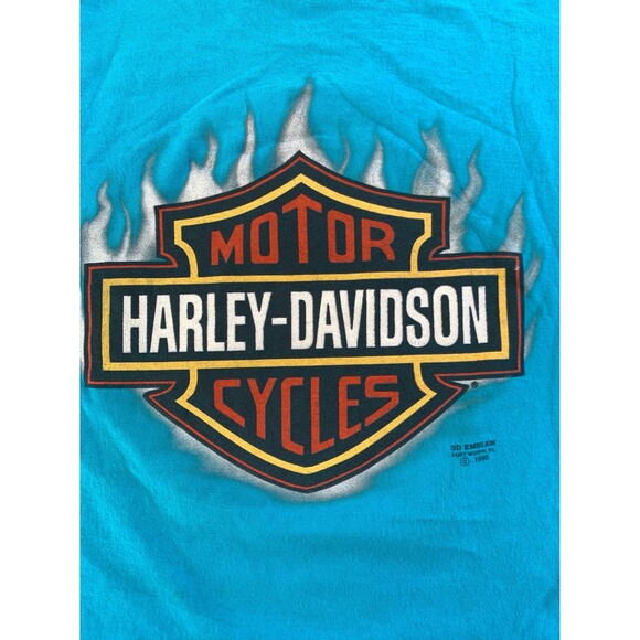 Vintage 90s 3D Emblem Fort Worth Tx  Harley Davidson Cropped T-shirt  Size M - Picture 2 of 8